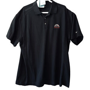 Nike Golf Dri Fit XXL Black Polo ATLAS Embroidery logo Swoosh NWT